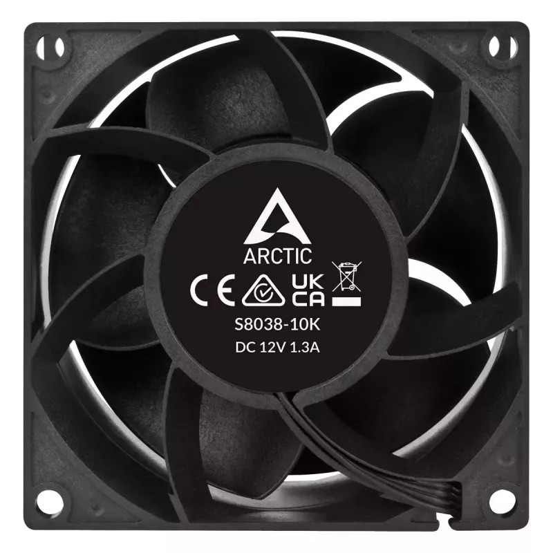 Wentylator ARCTIC S8038-10K 80 mm 102 cfm z podwójnym łożyskiem kulkowym, czarny