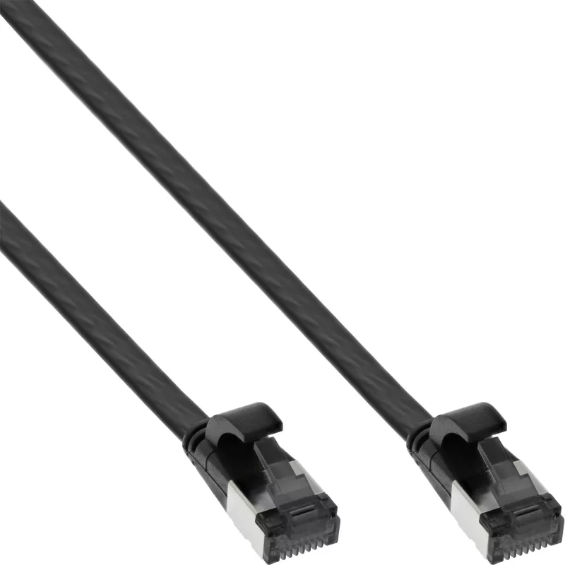 InLine Patch kabel płaski, U/FTP, kat.8.1, TPE bezhalogenowy, czarny, 7.5m
