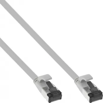 InLine Patch kabel płaski, U/FTP, Cat.8.1, TPE bezhalogenowy, szary, 0,3m