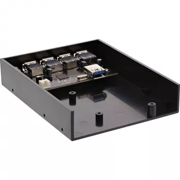 InLine 4-portowy panelowy hub USB 3.0 do wnęki 3,5 cala, czarny