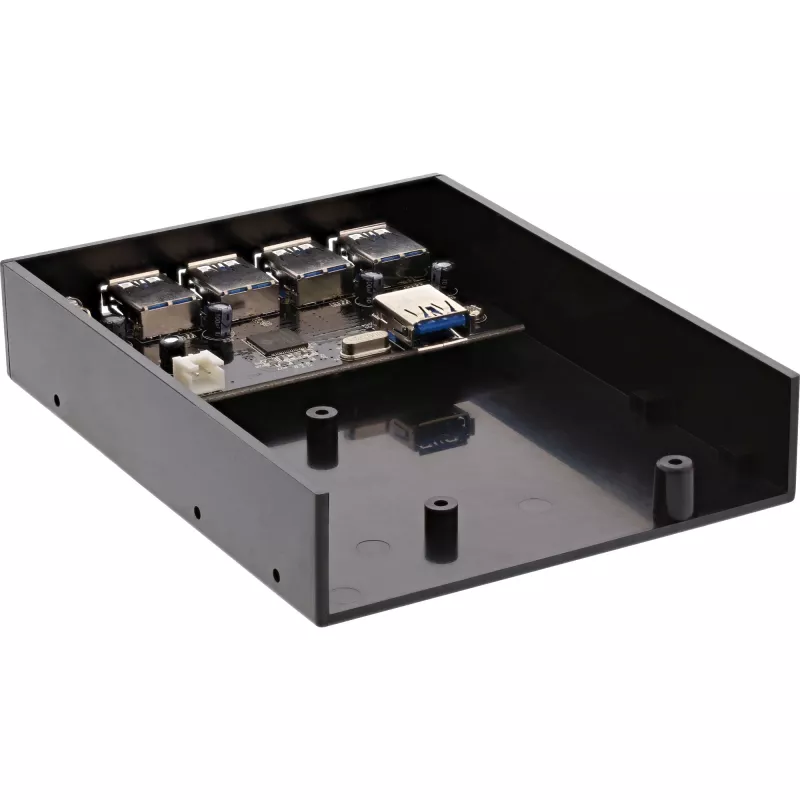 InLine 4-portowy panelowy hub USB 3.0 do wnęki 3,5 cala, czarny