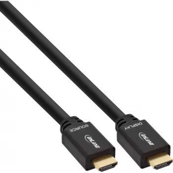 InLine High Speed HDMI kabel w/Eth., active, M/M, Czarny, golden contacts, 40m