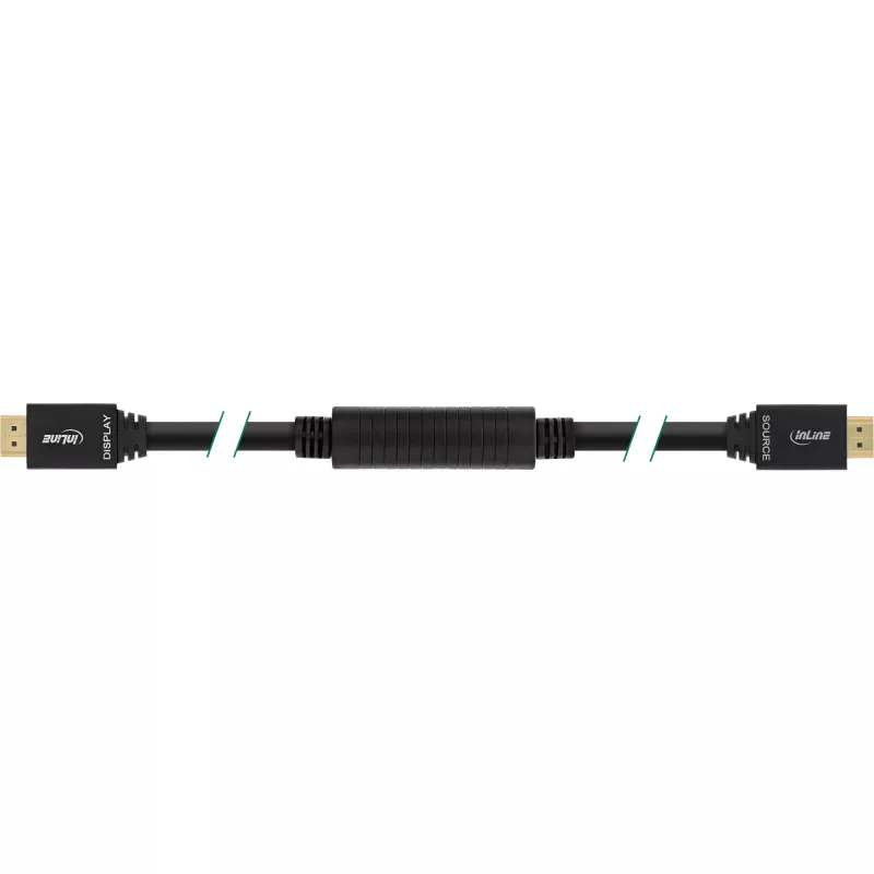 InLine High Speed HDMI kabel w/Eth., active, M/M, Czarny, golden contacts, 40m