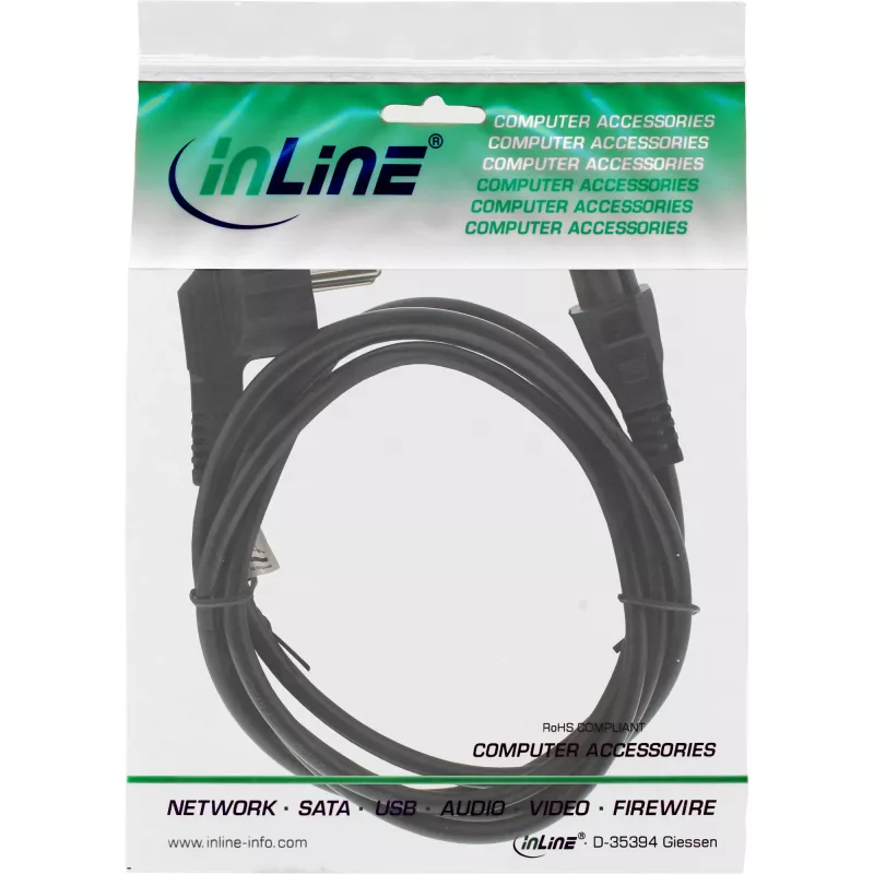 Kabel zasilający AC InLine 16657D do notebooka Czarny 2m