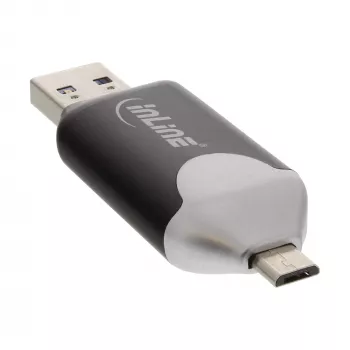 InLine USB3.0 Dual Cardreader, USB A i Micro-USB 2.0 dla SDXC i microSDXC