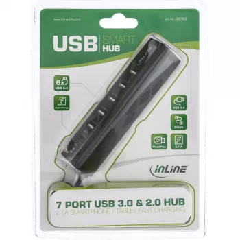 Koncentrator USB InLine Smart Hub 7 portów USB 3.0 i 2.0 z portem szybkiego ładowania