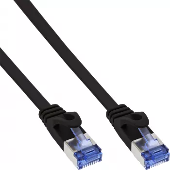 InLine Kabel krosowy płaski, U/FTP, Kat.6A, czarny, 0,5 m