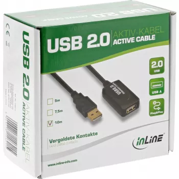 Kabel przedłużający z aktywnym wzmacniaczem sygnału InLine USB 2.0, wtyk typu A / gniazdo typu A, 5 m