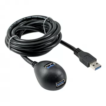 InLine USB 3.2 Gen.1 kabel USB Type A M / A F + Power, z podstawką, czarny, 1m