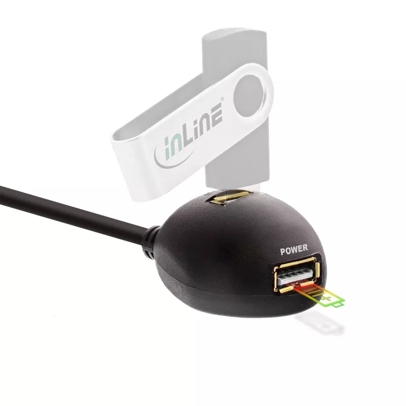 InLine USB 3.2 Gen.1 kabel USB Type A M / A F + Power, z podstawką, czarny, 1m