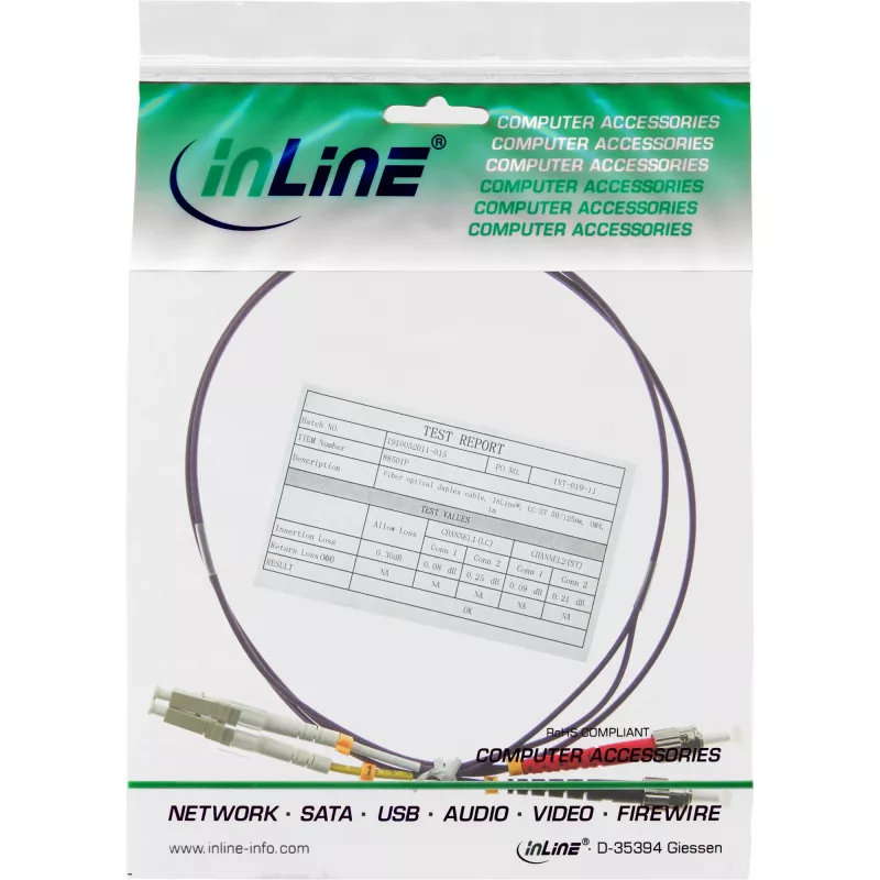 Światłowodowy kabel duplex InLine 88502P 2m LC/ST 50/125µm OM4