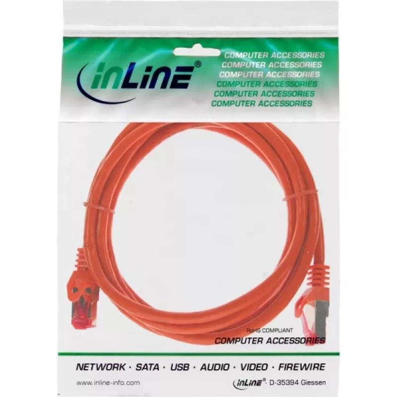 InLine Patch kabel S/FTP PiMF Cat.6 250MHz PVC miedź pomarańczowy 0.3m