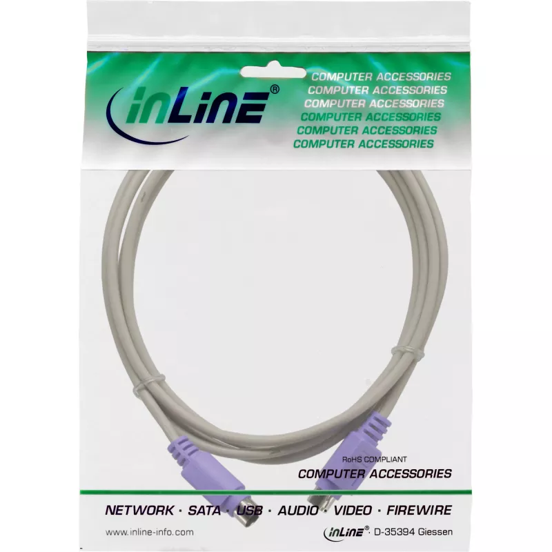 InLine kabel PS/2 męski / męski szary z fioletową wtyczką 2m