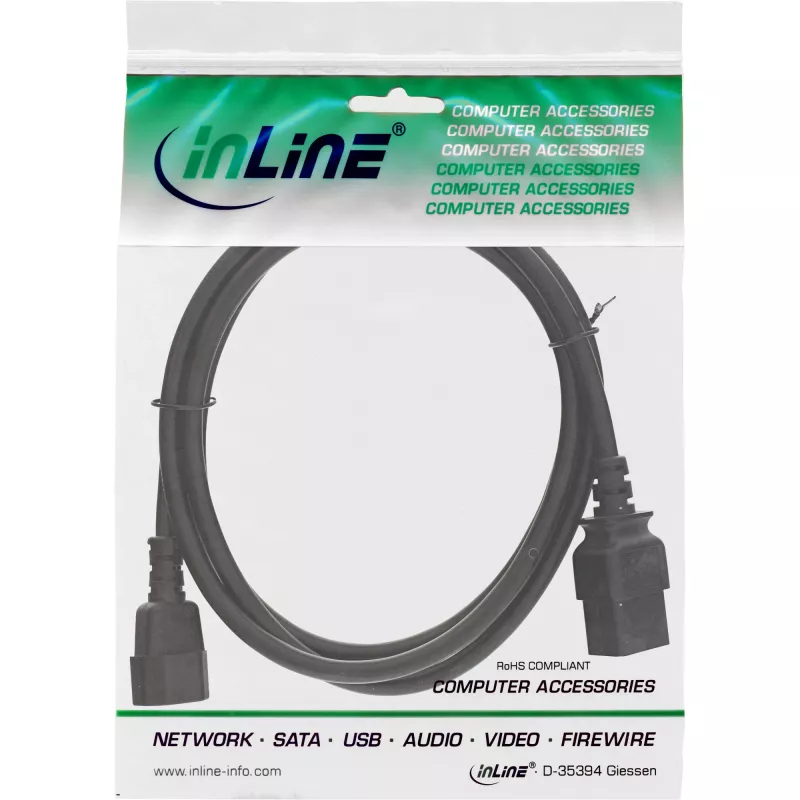 InLine adapter kablowya zasilania, IEC-60320 C14 do C19, 3x1,5mm², maks. 10A, 0,5m