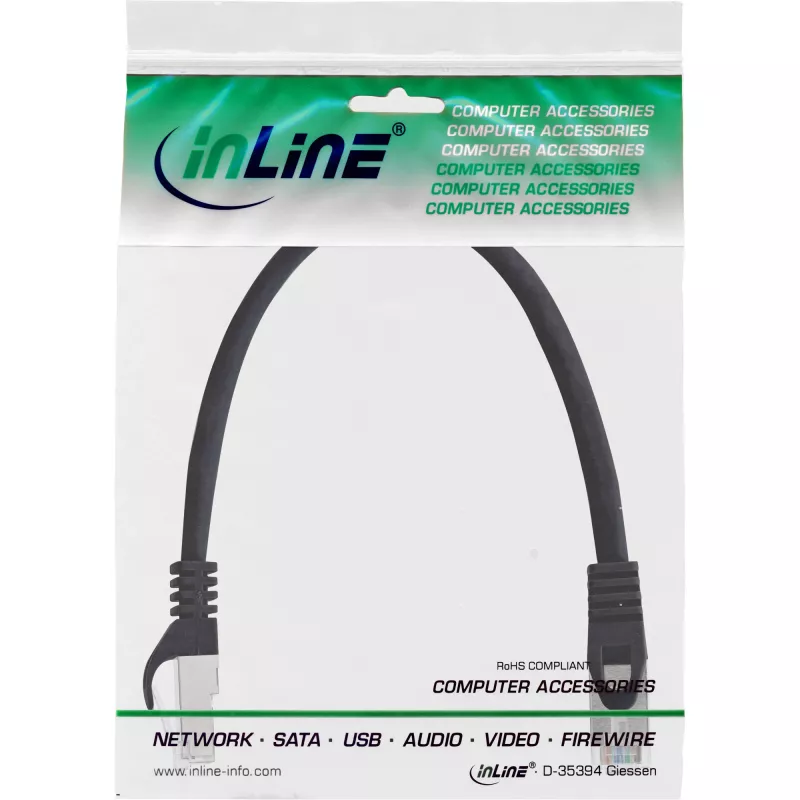Kabel krosowy InLine SF/UTP kat.5e czarny 0,3m