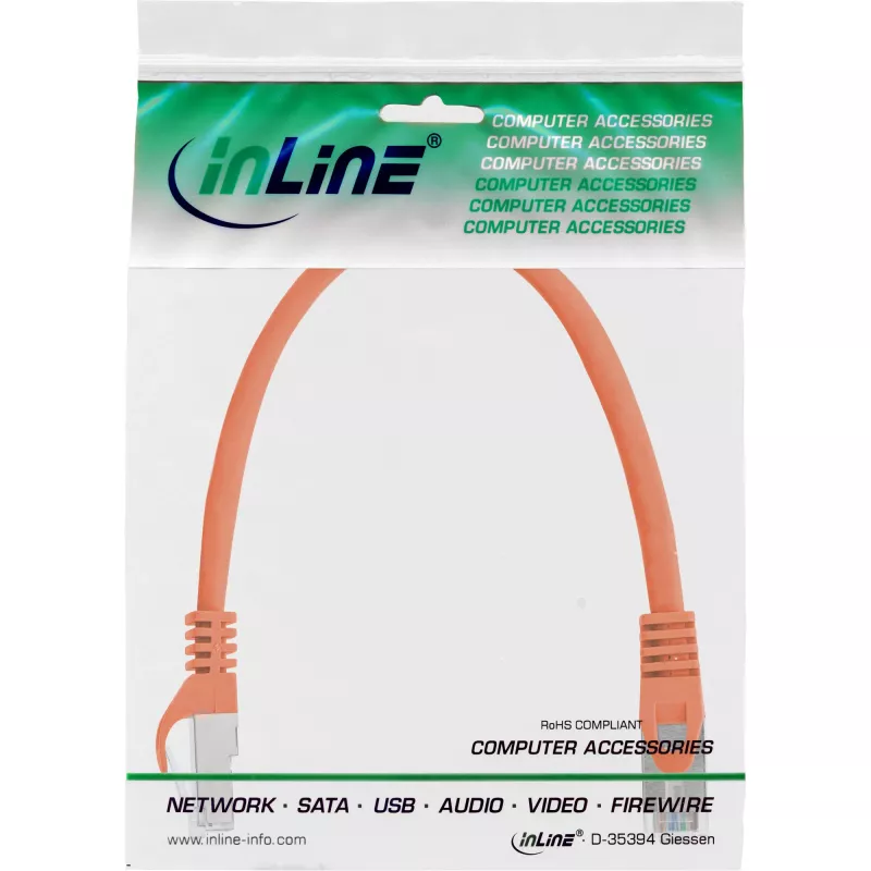 Kabel krosowy InLine SF/UTP kat.5e pomarańczowy 0,3m