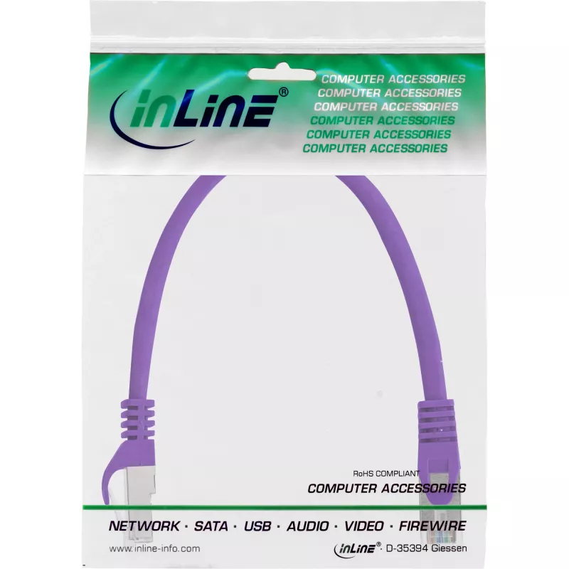 InLine Patch kabel SF/UTP Cat.5e fioletowy 0.3m