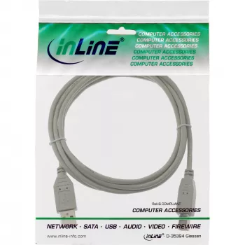 Kabel USB 2.0 Typ A męski / B męski beżowy 0,5 m InLine 34505H