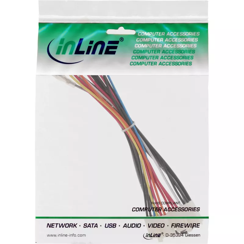 Wewnętrzny adapter zasilania InLine 20-pin ATX-NT na P8/P9 płyta AT + przełącznik 20/0,80 m