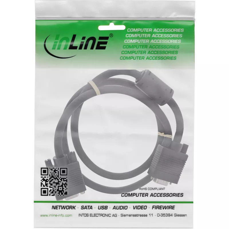 InLine S-VGA przedłużacz 15HD męski / żeński czarny 2m
