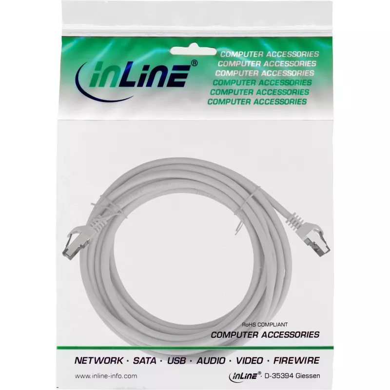 InLine Patch kabel, S/FTP (PiMf), Cat.8.1, 2000MHz, bezhalogenowy, szary, 10m