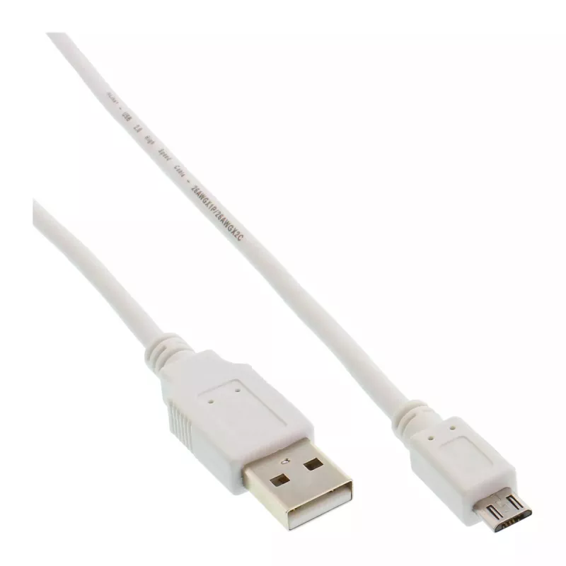Kabel InLine Micro USB 2.0 USB Typ A męski / Micro-B męski, biały, 0,5 m
