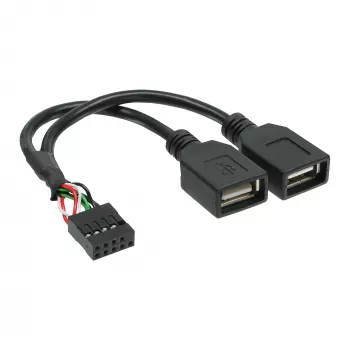 Wewnętrzny adapter kablowya InLine USB 2.0 2x żeńskie USB typu A / złącze na płycie głównej