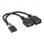 Wewnętrzny adapter kablowya InLine USB 2.0 2x żeńskie USB typu A / złącze na płycie głównej