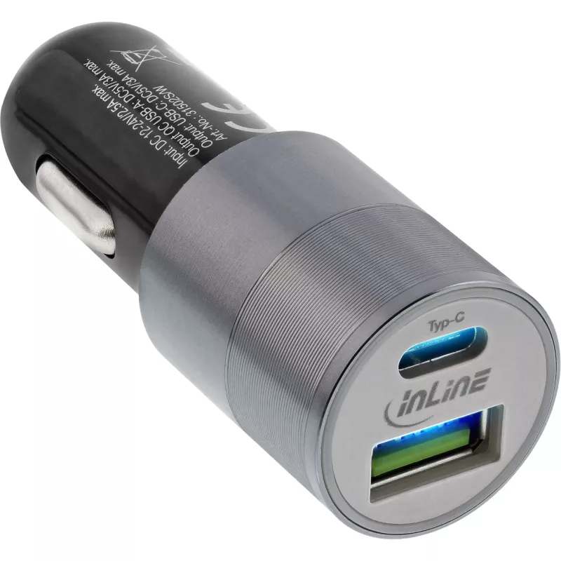 InLine USB car charger power-adaptor Quick Charge 3.0, czarny