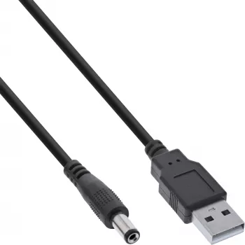 adapter kablowya InLine, USB A męski na wtyczkę DC 5,5 x 2,10 mm, czarny, 1 m