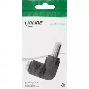 Adapter DC InLine 5.5×2.5 mm wtyk kątowy męski–żeński, wejście 5 V, wewnętrzny, czarny