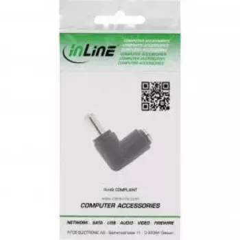 InLine Adapter DC 5,5x2,1 mm, wtyk DC męski/żeński kątowy, uniwersalny czarny