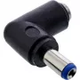 InLine Adapter DC 5,5x2,1 mm, wtyk DC męski/żeński kątowy, uniwersalny czarny