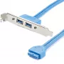 StarTech.com 2-portowa płyta szczelinowa z gniazdem USB 3.0 A, IDC, USB 3.2 Gen 1 (3.1 Gen 1), niebieska, stal nierdzewna, 0,5 m, CE, REACH, 500 mm