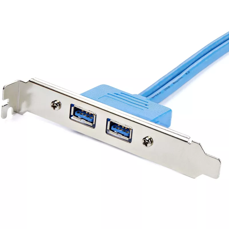 StarTech.com 2-portowa płyta szczelinowa z gniazdem USB 3.0 A, IDC, USB 3.2 Gen 1 (3.1 Gen 1), niebieska, stal nierdzewna, 0,5 m, CE, REACH, 500 mm