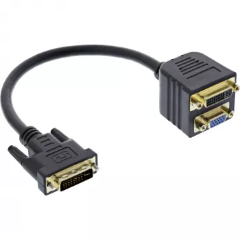 adapter kablowya DVI-I InLine 17301, wtyk DVI-I / gniazdo DVI-I + gniazdo S-VGA