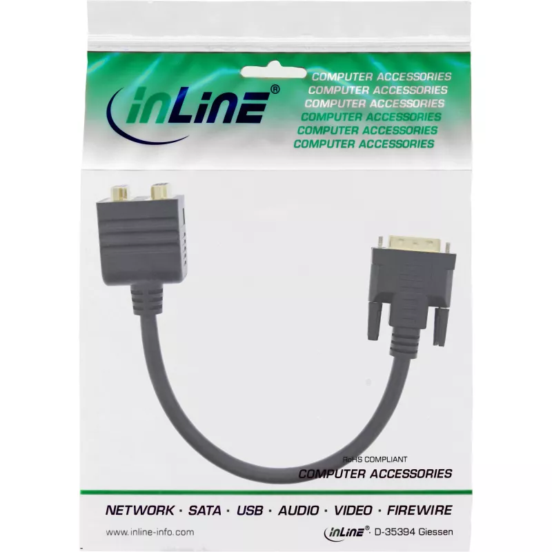 adapter kablowya DVI-I InLine 17301, wtyk DVI-I / gniazdo DVI-I + gniazdo S-VGA