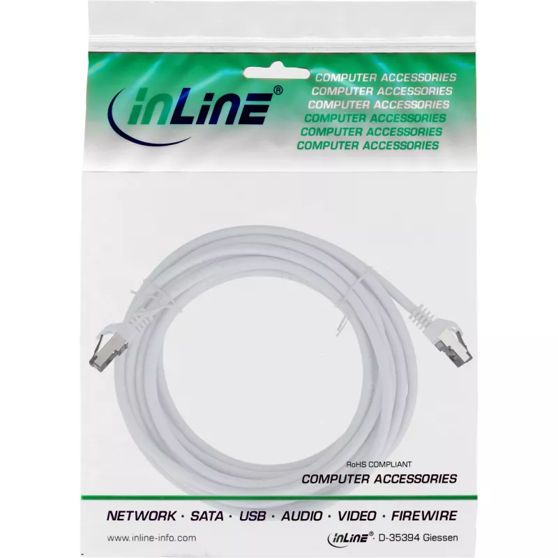 InLine Patch kabel, S/FTP (PiMf), Cat.8.1, 2000MHz, bezhalogenowy, biały, 15m