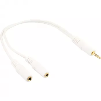 Kabel stereo Y InLine 3,5mm stereo M na dwa 3,5mm stereo F biały/złoty, 0,1m