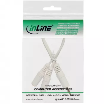 Kabel stereo Y InLine 3,5mm stereo M na dwa 3,5mm stereo F biały/złoty, 0,1m