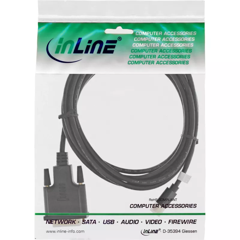 Kabel InLine Mini DisplayPort męski na DVI-D 24+1 męski, czarno-złoty, 2m