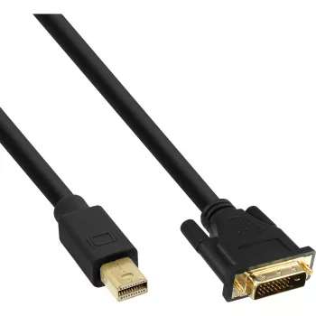 Kabel InLine Mini DisplayPort męski na DVI-D 24+1 męski, czarno-złoty, 3m