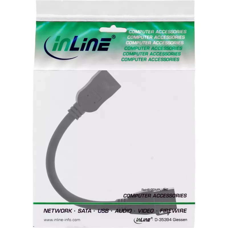 adapter kablowya InLine HDMI Keystone 4K/60Hz, HDMI A żeński/żeński, czarny, 0,2 m