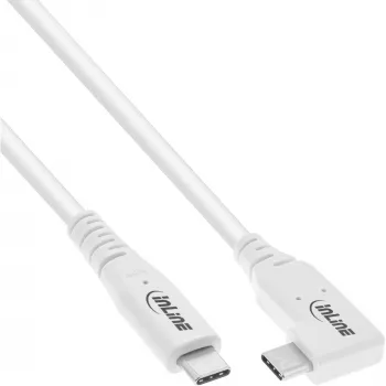 Kabel InLine USB4, USB-C, jednostronnie kątowy, PD 240W, 8K60Hz, TPE, biały, 2m