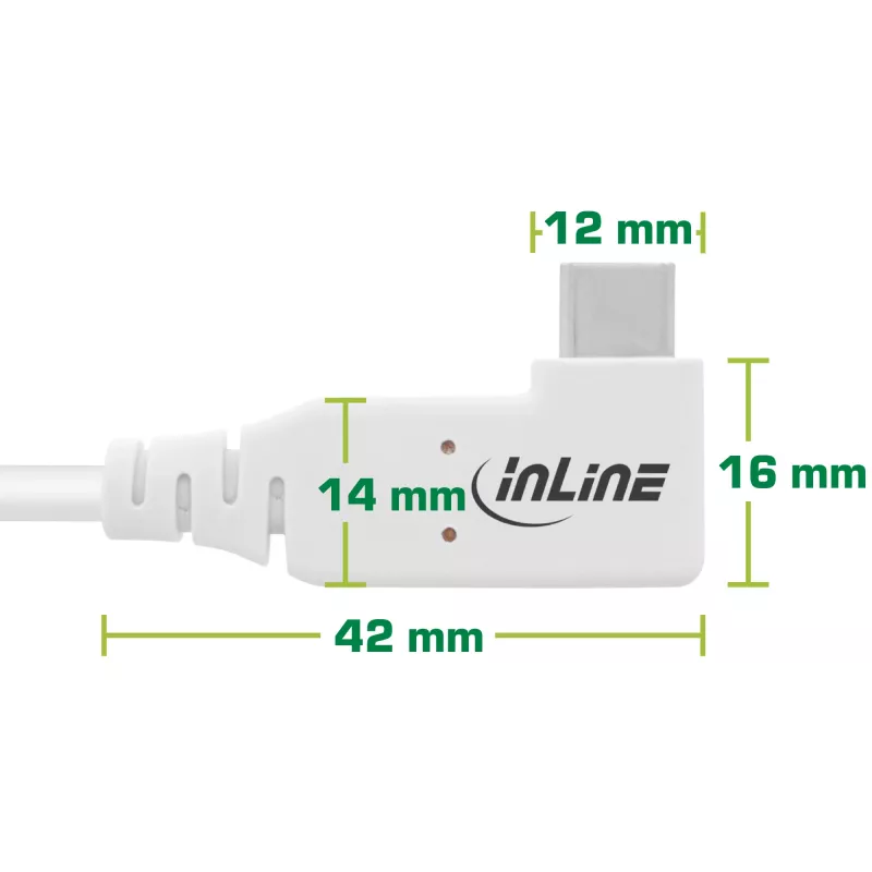 Kabel InLine USB4, USB-C, jednostronnie kątowy, PD 240W, 8K60Hz, TPE, biały, 2m