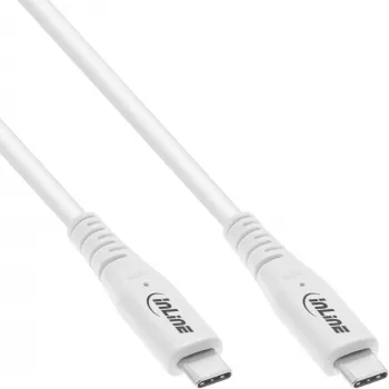 Kabel InLine USB4, USB-C męski/męski, PD 240 W, 8K60Hz, TPE, biały, 1 m