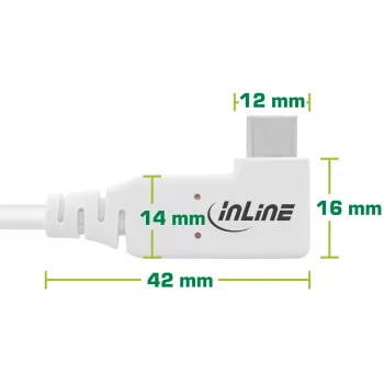 Kabel InLine USB4, USB-C, jednostronnie kątowy, PD 240W, 8K60Hz, TPE, biały, 0,5 m