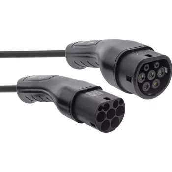 InLine EV spiral car charging kabel 11kW Type2, 3-phase, 5m
