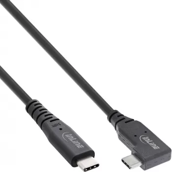 Kabel InLine USB4, USB-C, jednostronnie kątowy, PD 240W, 8K60Hz, TPE, czarny, 1,5m