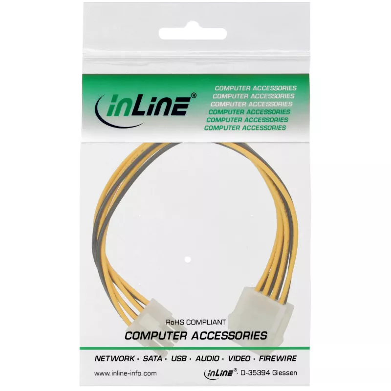 Kabel zasilający wewnętrzny InLine 8 Pin męski / żeński 0,20 m